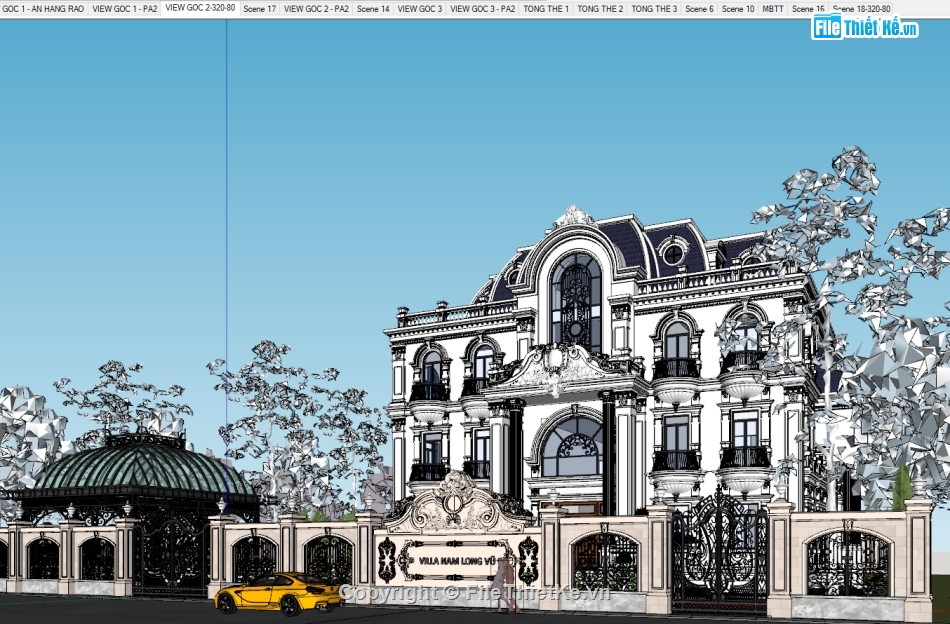 file sketchup biệt thự cổ điển,sketchup biệt thự cổ điển,Sketchup lâu đài tân cổ điển,file sketchup lâu đài