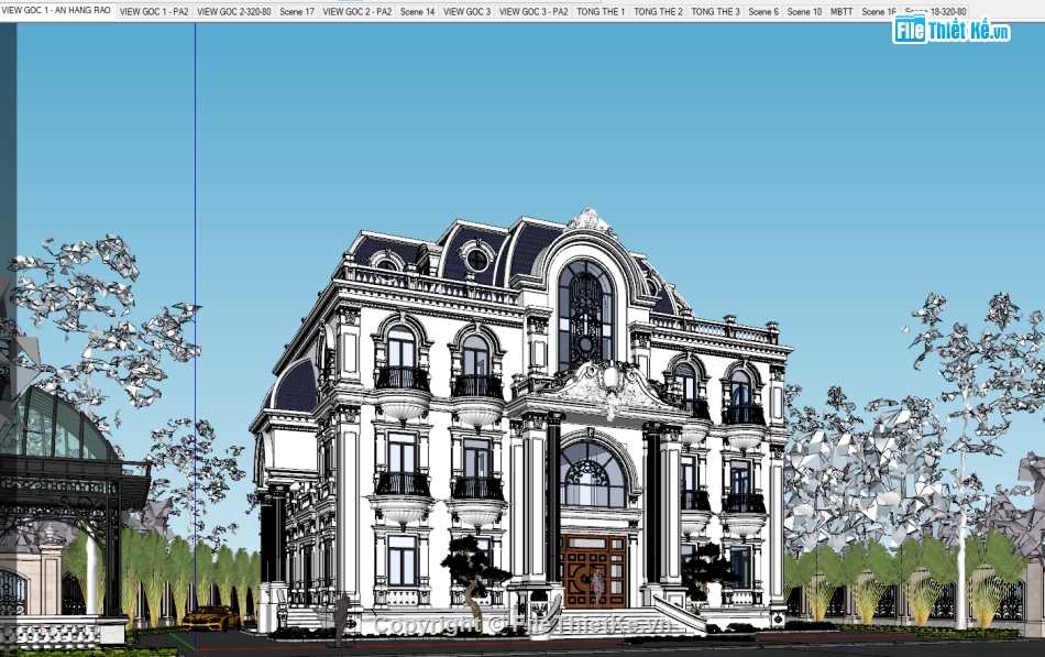 file sketchup biệt thự cổ điển,sketchup biệt thự cổ điển,Sketchup lâu đài tân cổ điển,file sketchup lâu đài