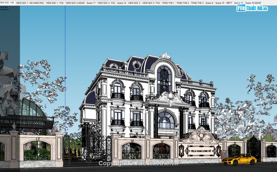 file sketchup biệt thự cổ điển,sketchup biệt thự cổ điển,Sketchup lâu đài tân cổ điển,file sketchup lâu đài