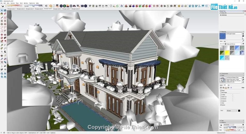 Model su biệt thự 2 tầng,biệt thự file su,su biệt thự 2 tầng,Su biệt thự 2 tầng 6x18m,Sketchup biệt thự 2 tầng