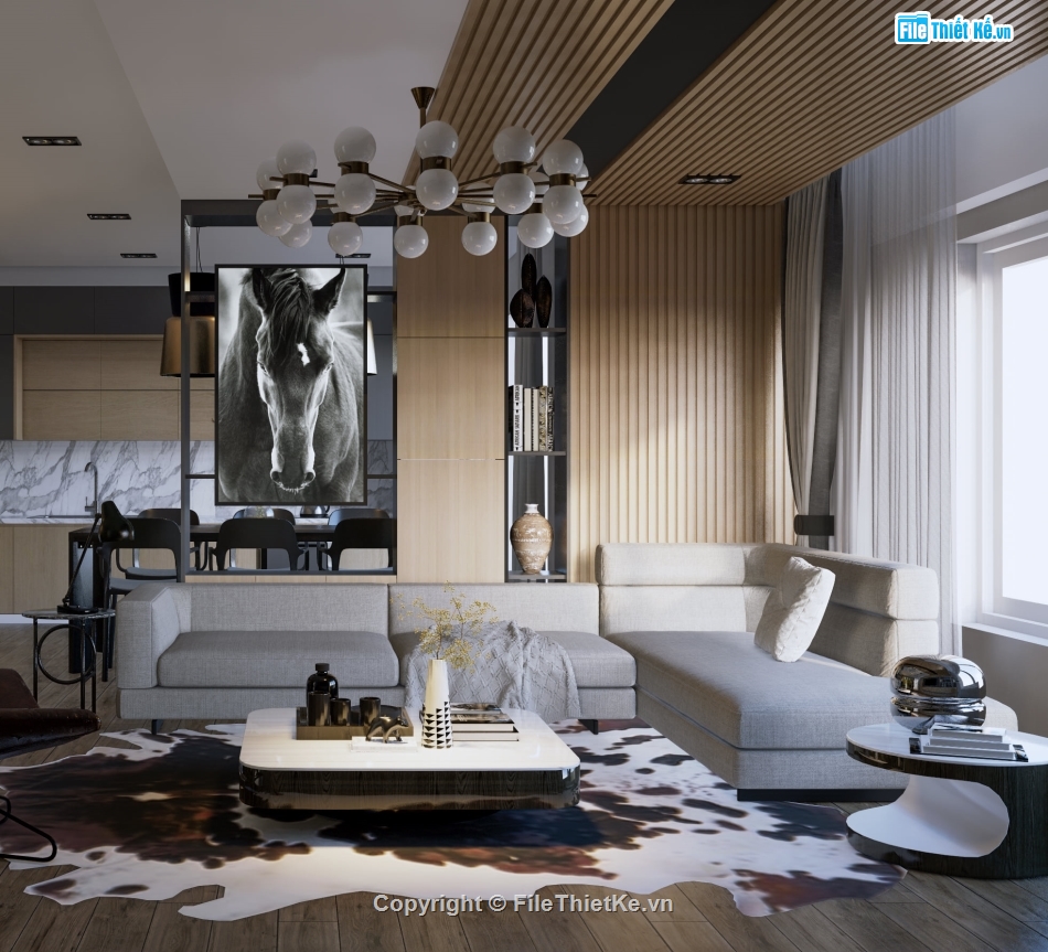 Livingroom,sketchup bàn ăn,Phòng khách nhà bếp,File su phòng khách