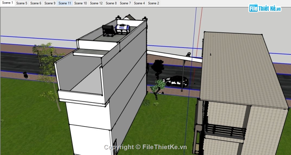 nhà phố 3 tầng sketchup,File sketchup nhà phố 3 tầng,Model nhà phố 3 tầng,3D SU nhà phố 3 tầng,Model su nhà phố 3 tầng,nhà phố 3 tầng 5x18m