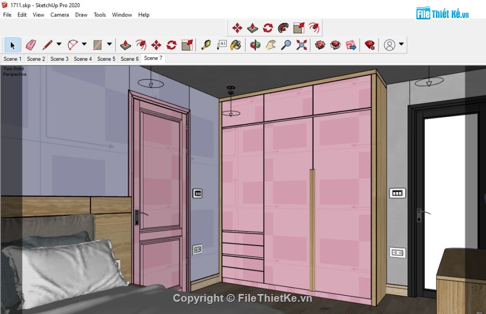 Phòng ngủ 3D sketchup,file sketchup phòng ngủ,Deco Phòng ngủ,model phòng ngủ,Dựng Phòng ngủ 3D