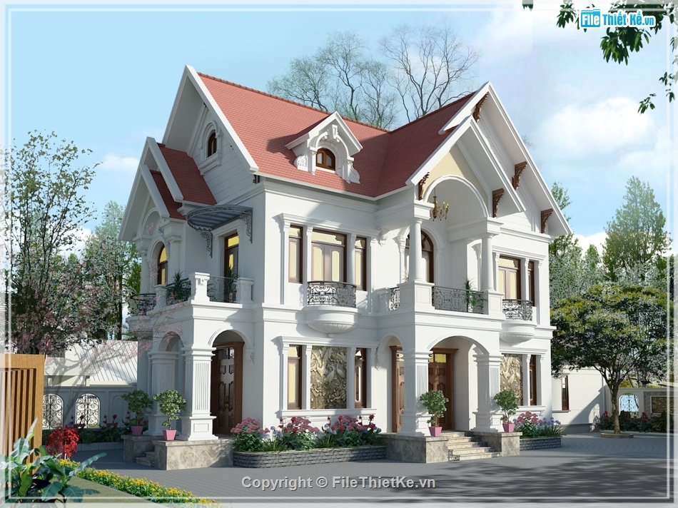 Sketchup ngoại thất,Biệt thự  2 tầng,Biệt thự 2 tầng,file su biệt thự,su biệt thự