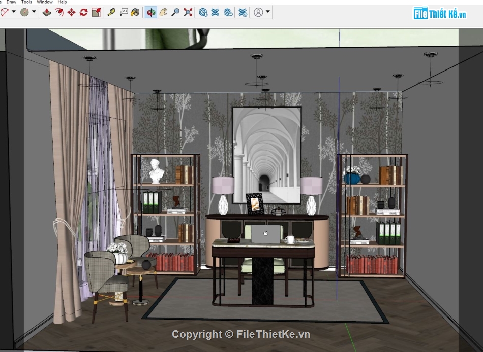 File su phòng làm việc,Sketchup phòng làm việc,Model phòng làm việc,Model su phòng làm việc