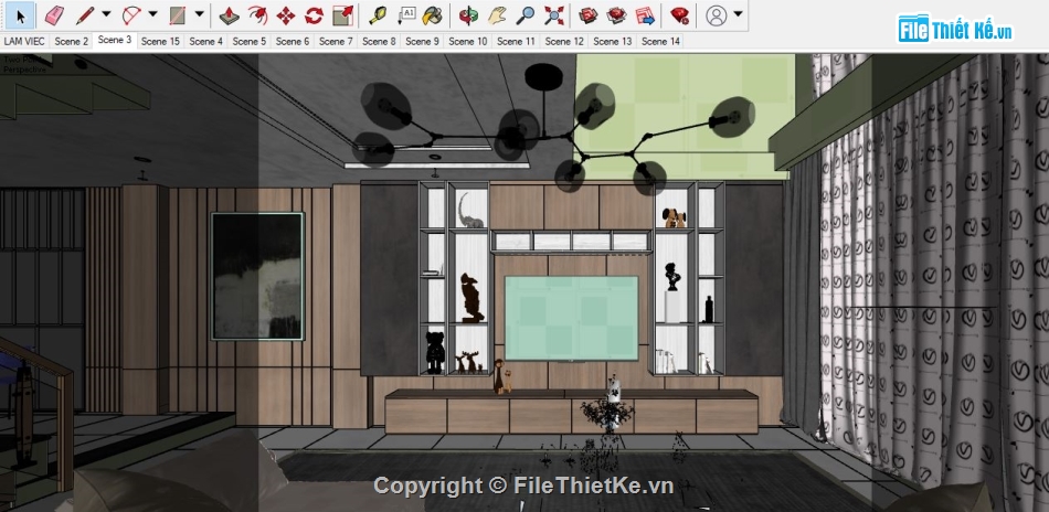 File sketchup nội thất,sketchup nội thất,File sketchup nội thất nhà phố,Model sketchup  nội thất căn phố