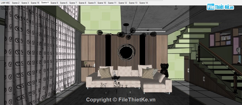 File sketchup nội thất,sketchup nội thất,File sketchup nội thất nhà phố,Model sketchup  nội thất căn phố