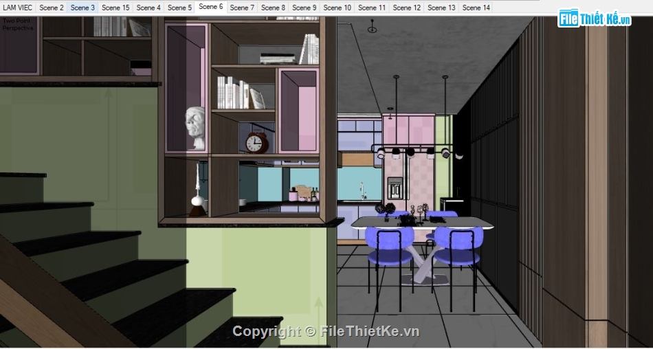 File sketchup nội thất,sketchup nội thất,File sketchup nội thất nhà phố,Model sketchup  nội thất căn phố