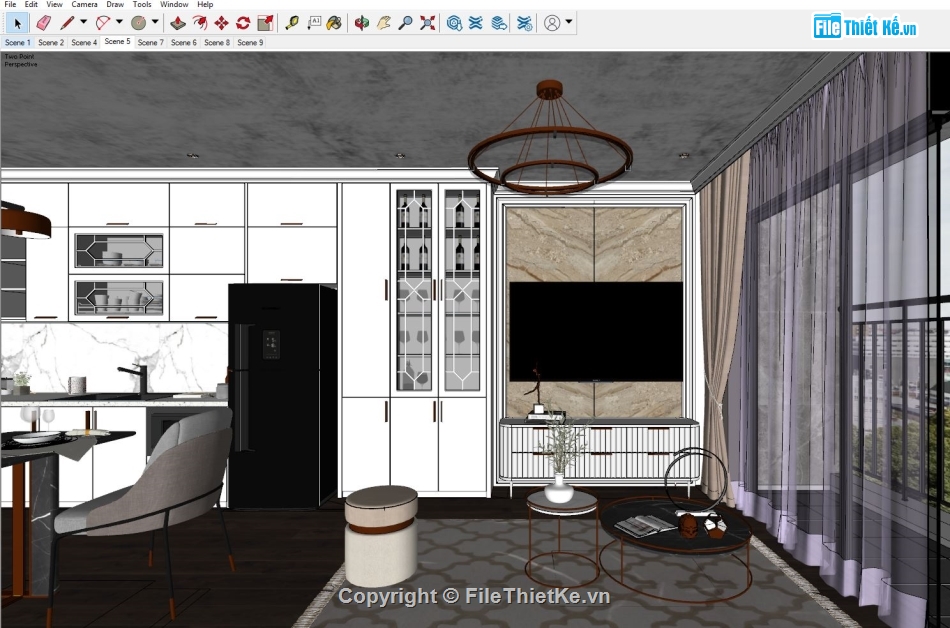 Sketchup nội thất phòng khách,Sketchup nội thất,Sketchup nội thất phòng ngủ,Phòng khách Sketchup,File Sketchup Bếp ăn,Sketchup + Vray nội thất