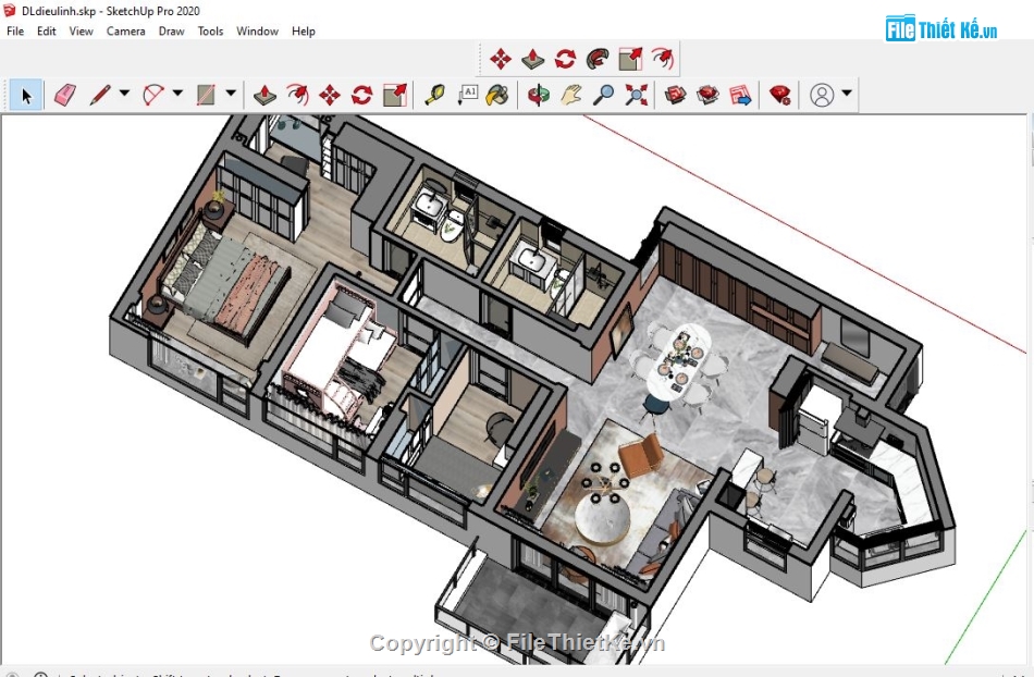 Sketchup nội thất chung cư,Chung cư file su,File su nội thất chung cư,Model su chung cư,Sketchup nội thất