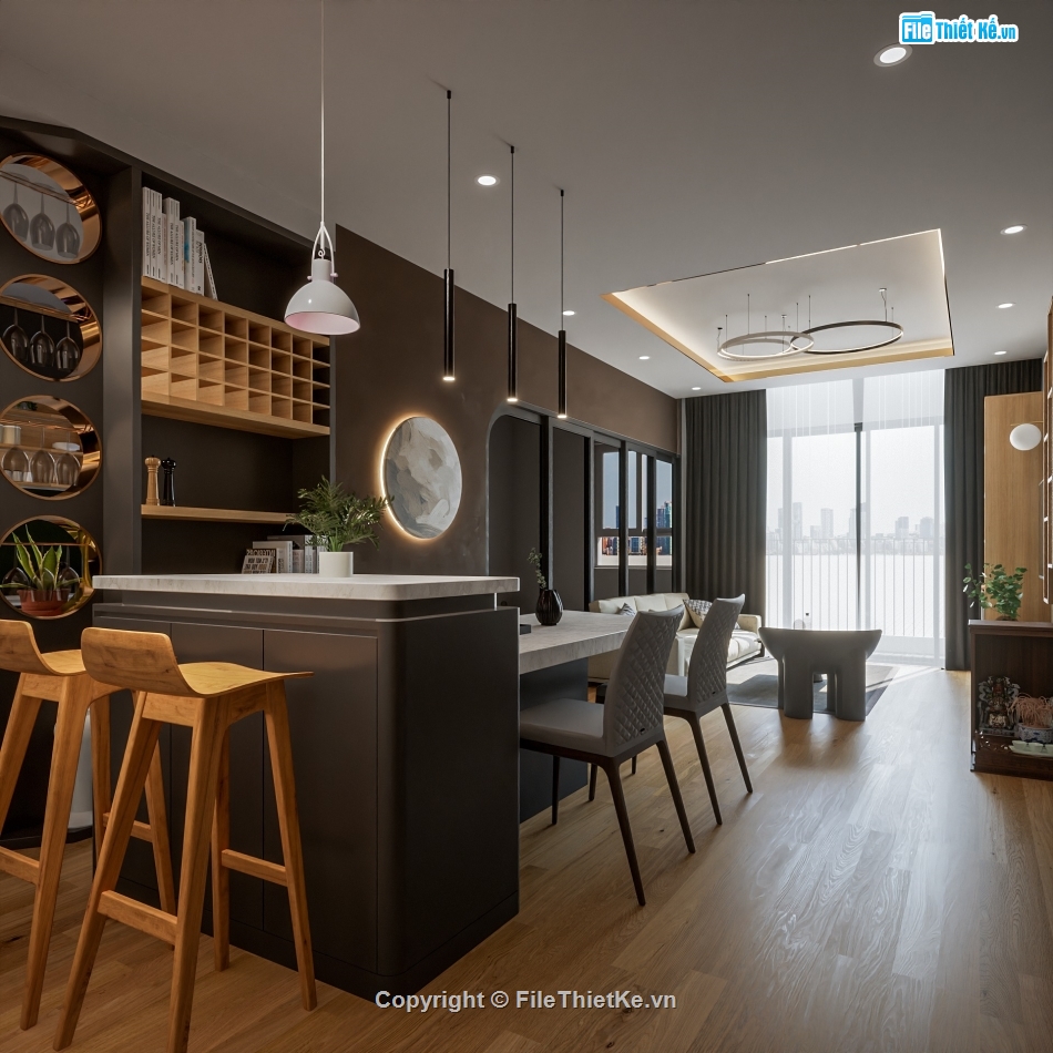 sketchup nội thất khách bếp,File sketchup nội thất,File sketchup nội thất nhà phố,File sketchup Khách bếp,sketchup nội thất bếp