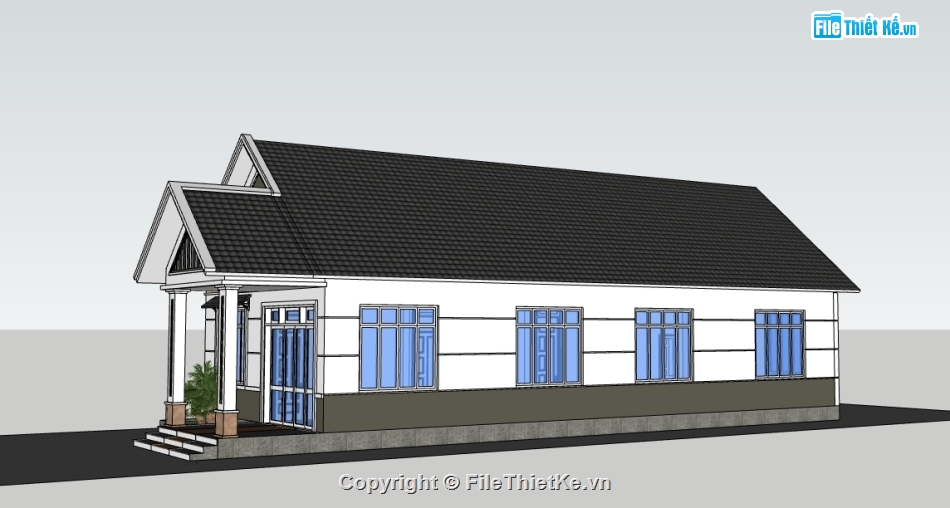 file su biệt thự 1 tầng,biệt thự 1 tầng file su,sketchup biệt thự 1 tầng,model su biệt thự 1 tầng