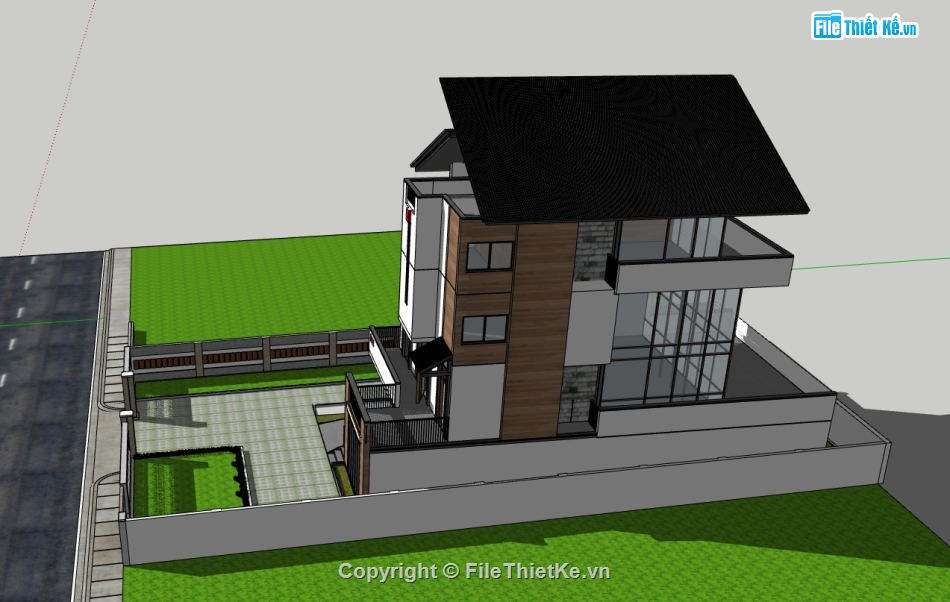 biệt thự 3 tầng,3d biệt thự 3 tầng,sketchup biệt thự 3 tầng,file su biệt thự 3 tầng