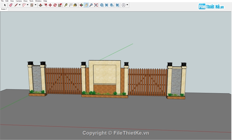 cổng file sketchup,File sketchup cổng saw,file su cổng tường rào,model su tường rào