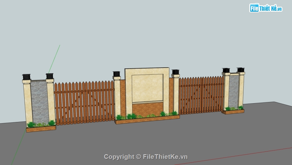 cổng file sketchup,File sketchup cổng saw,file su cổng tường rào,model su tường rào