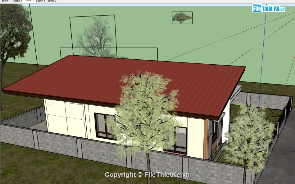 File 3d nhà 1 tầng,model 3d nhà 1 tầng,3d nhà 1 tầng,sketchup 3d nhà 1 tầng