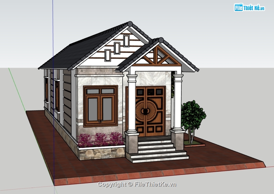 file su nhà 1 tầng,model su nhà 1 tầng,model 3d nhà 1 tầng,file sketchup nhà 1 tầng