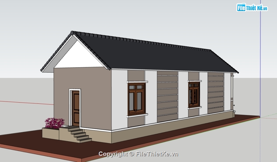 file su nhà 1 tầng,model su nhà 1 tầng,model 3d nhà 1 tầng,file sketchup nhà 1 tầng