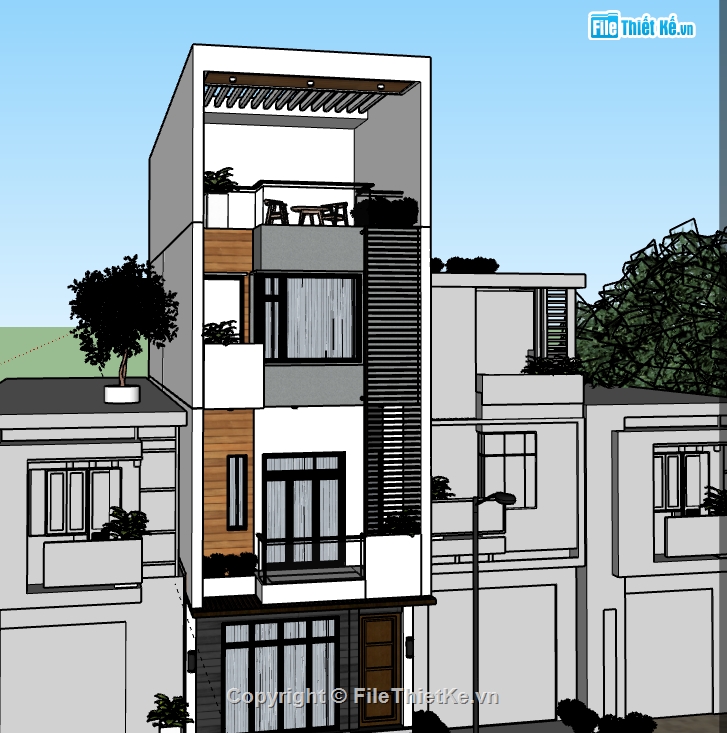 nhà 3 tầng file sketchup,file su nhà phố 3 tầng,nhà phố 3 tầng file sketchup,model su nhà phố 3 tầng,model sketchup nhà phố 3 tầng