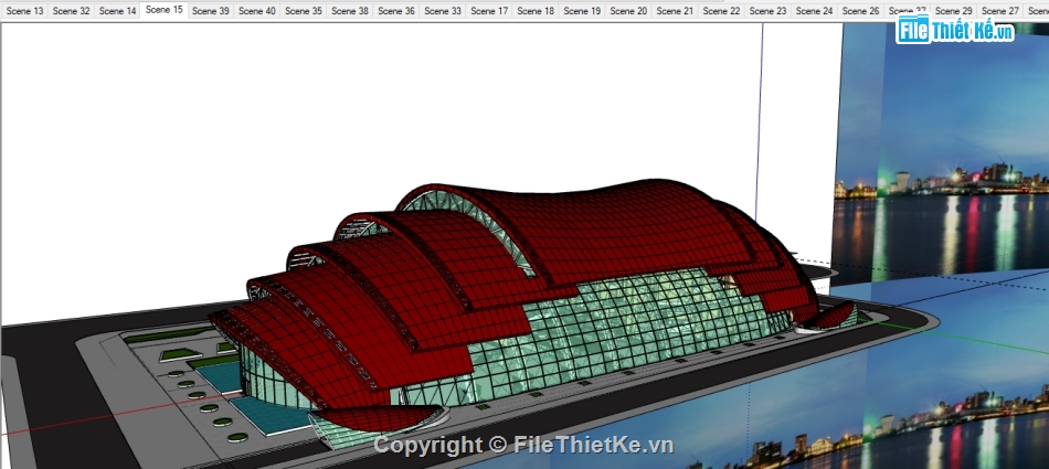 đồ án nhà hát giao hưởng,nhà hát giao hưởng,Su nhà hát giao hưởng,Sketchup nhà hát giao hưởng