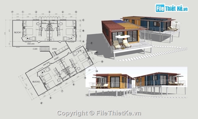 Cad resort container,Block resort Container,Sketchup resort container,resort container