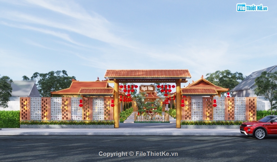file sketchup nhà hàng,autocad,file sketchup