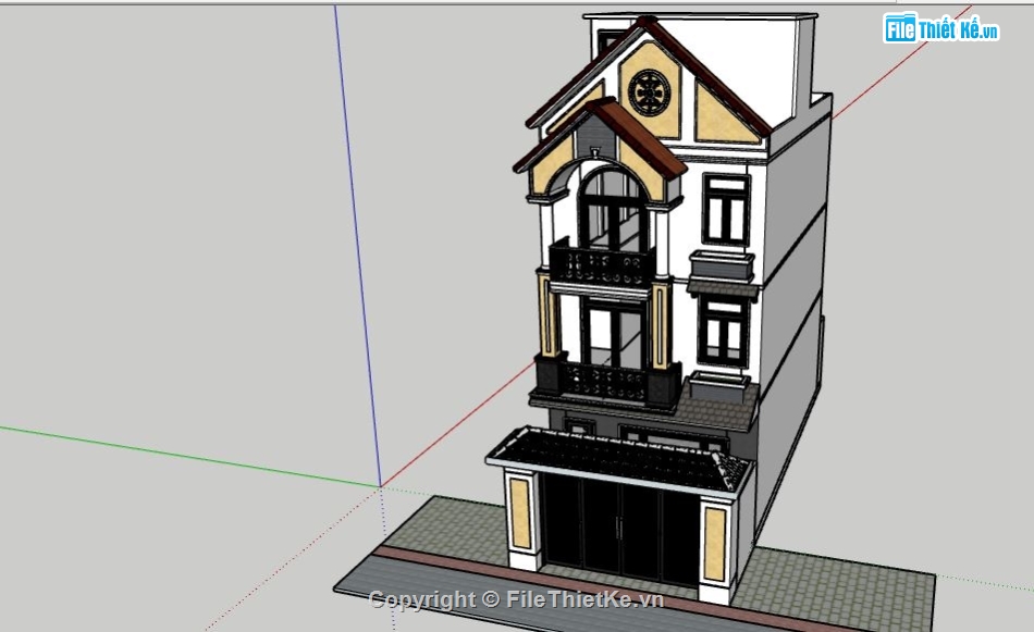 Biệt thự 3 tầng,File sketchup biệt thự 3 tầng,Biệt thự 3 tầng file sketchup