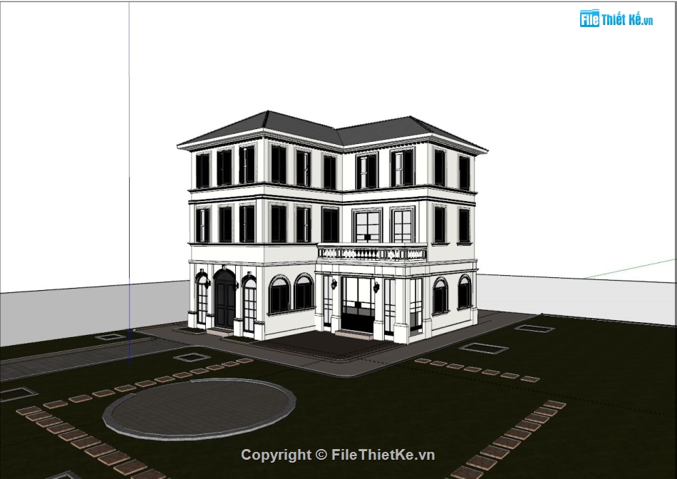 Sketchup biệt thự 3 tầng,File sketchup biệt thự,file sketchup biệt thự,file su biệt thự 3 tầng