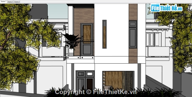 Nhà phố 3 tầng,Sketchup ngoại thất,file sketchup nhà phố,mẫu Nhà phố 3 tầng,File sketchup Nhà phố 3 tầng