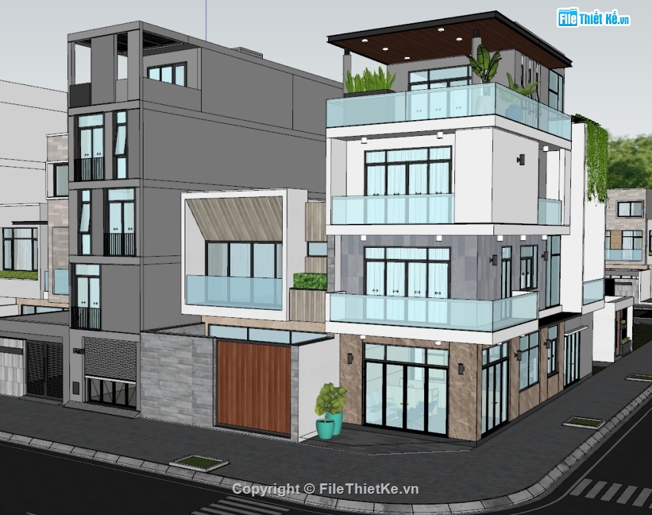 mẫu nhà phố file sketchup,File su nhà phố liền kề,Sketchup mẫu nhà phố liền kề,nhà phố sketchup,File sketchup nhà phố hiện đại