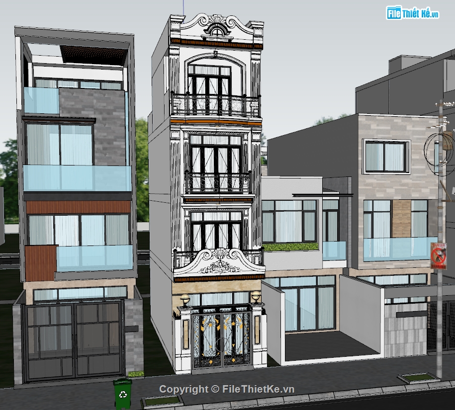 mẫu nhà phố file sketchup,File su nhà phố liền kề,Sketchup mẫu nhà phố liền kề,nhà phố sketchup,File sketchup nhà phố hiện đại