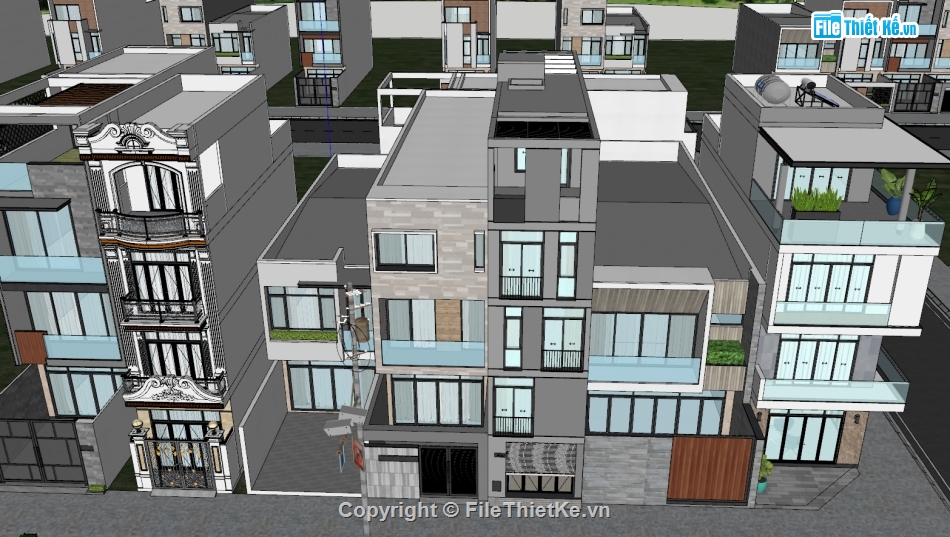 mẫu nhà phố file sketchup,File su nhà phố liền kề,Sketchup mẫu nhà phố liền kề,nhà phố sketchup,File sketchup nhà phố hiện đại