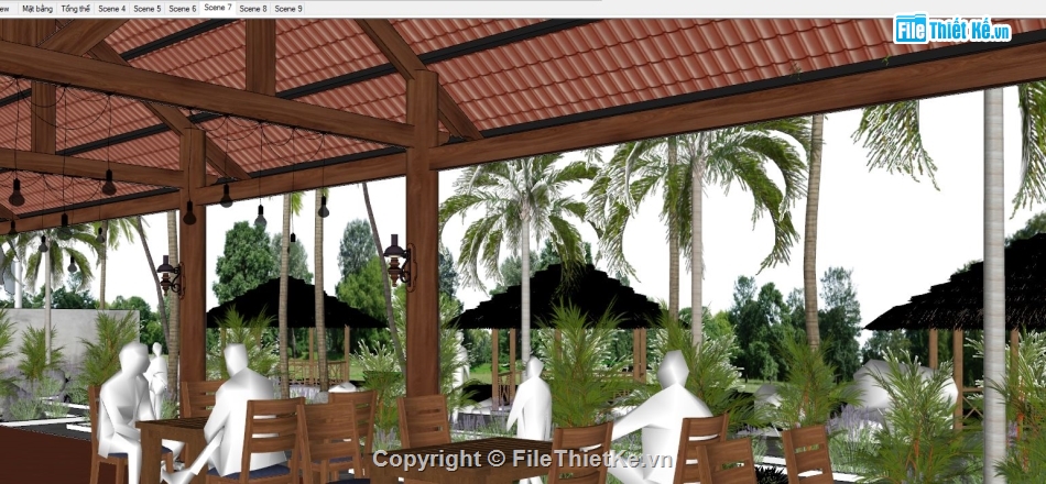 Sketchup cafe,Model su cafe,model sketchup quán cafe,Sketchup khu du lịch cafe,Model nghỉ dưỡng cà phê,su cà phê