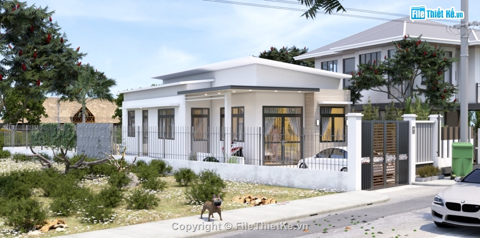 file sketchup nhà cấp 4 hiện đại,File sketchup nhà cấp 4,Model su nhà cấp 4,file su nhà 1 tầng