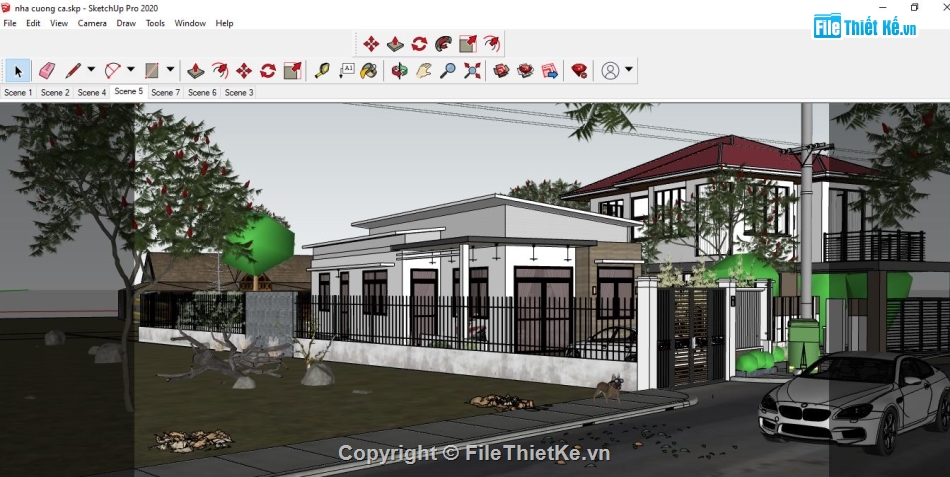 file sketchup nhà cấp 4 hiện đại,File sketchup nhà cấp 4,Model su nhà cấp 4,file su nhà 1 tầng