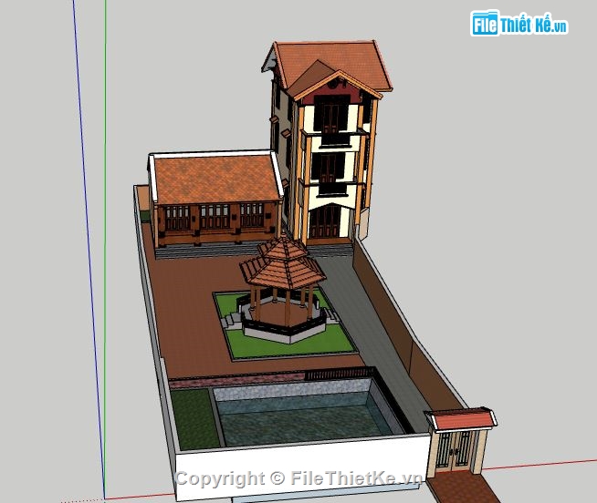 File sketchup chòi lục giác,bản vẽ chòi lục giác,file su chòi lục giác,File sketchup nhà thờ họ