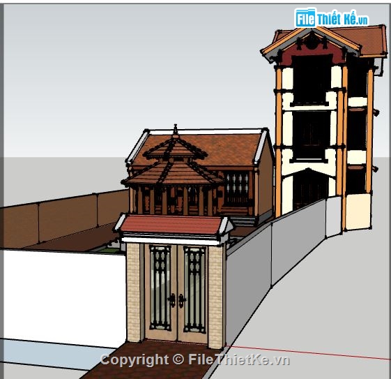 File sketchup chòi lục giác,bản vẽ chòi lục giác,file su chòi lục giác,File sketchup nhà thờ họ