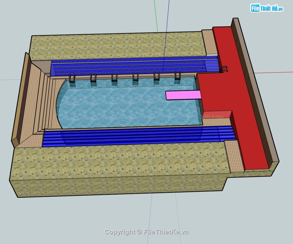 sketchup bể bơi,file su sketchup bể bơi,3d sketchup bể bơi,model sketchup bể bơi