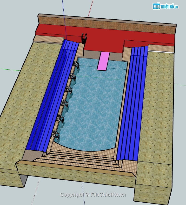 sketchup bể bơi,file su sketchup bể bơi,3d sketchup bể bơi,model sketchup bể bơi