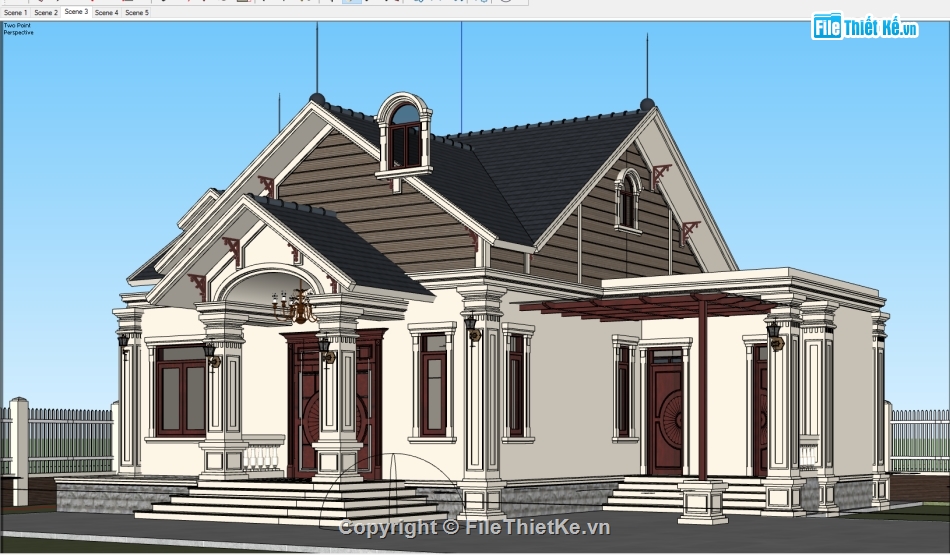 Nhà phố,Sketchup 3 tầng,nhà phố full,Sketchup nhà phố,biệt thự 1 tầng