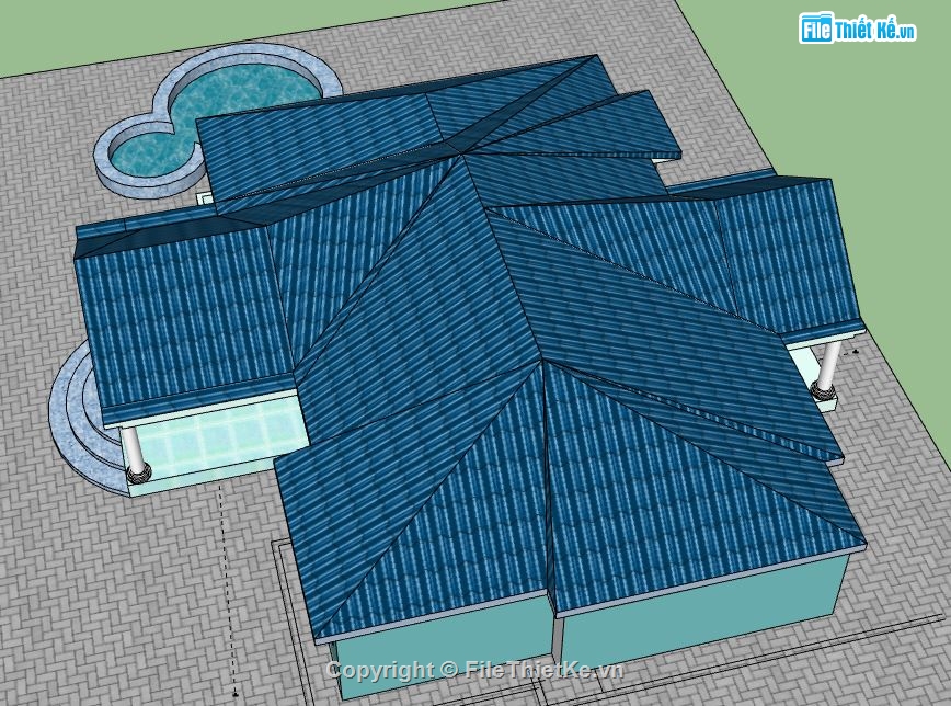 Biệt thự 1 tầng,model su biệt thự 1 tầng,biệt thự 1 tầng file su,sketchup biệt thự 1 tầng,biệt thự 1 tầng model su