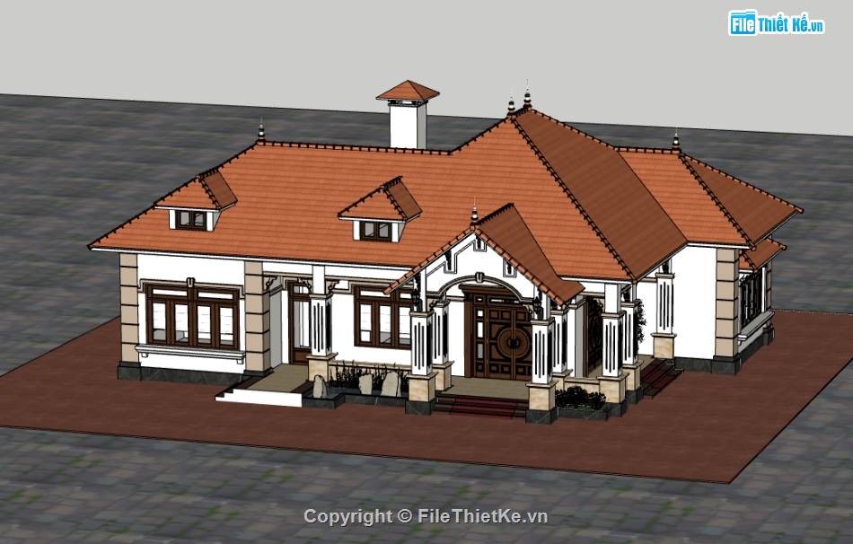 biệt thự 1 tầng file su,model su biệt thự 1 tầng,file su biệt thự 1 tầng,sketchup biệt thự 1 tầng