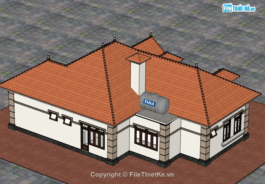 biệt thự 1 tầng file su,model su biệt thự 1 tầng,file su biệt thự 1 tầng,sketchup biệt thự 1 tầng