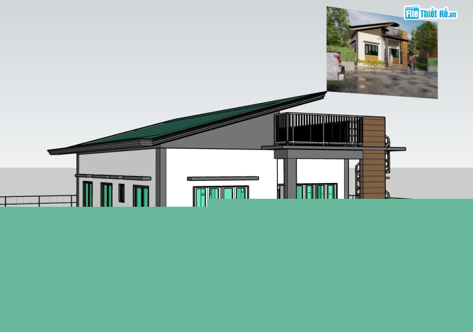 biệt thự 1 tầng,su biệt thự,sketchup biệt thự,biệt thự,su biệt thự 1 tầng