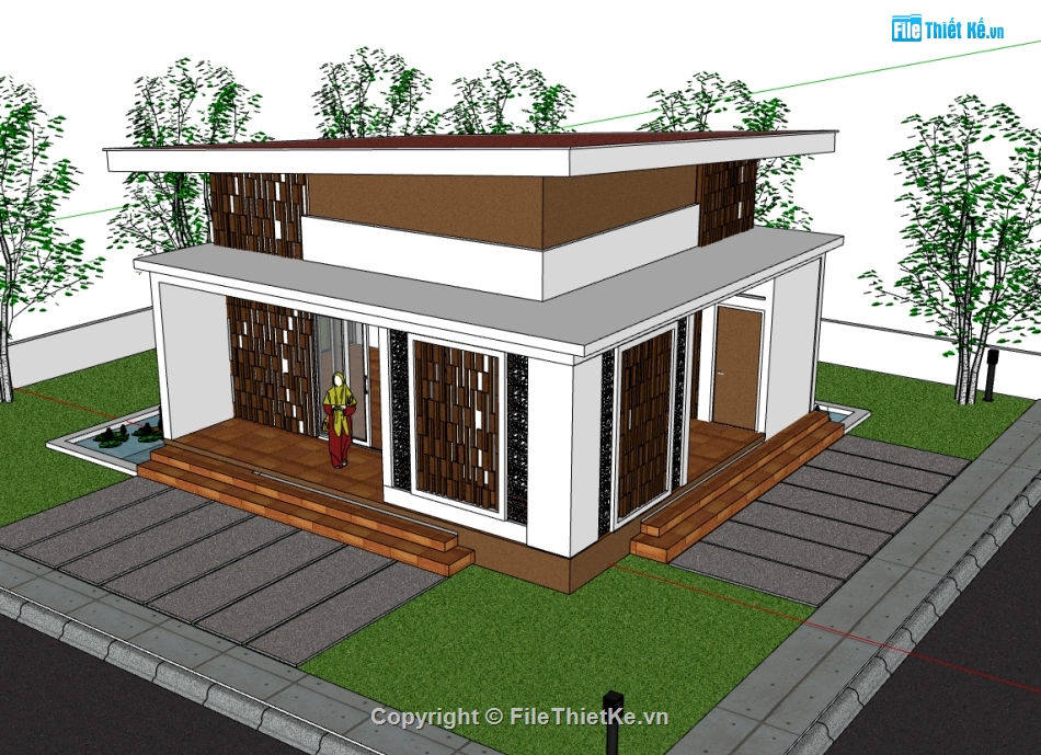 biệt thự 1 tầng,biệt thự sketchup,sketchup biệt thự 1 tầng,sketchup biệt thự
