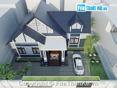 SU nhà cấp 4,Sketchup biệt thự,SU biệt thự 1 tầng,Sketchup nhà cấp 4