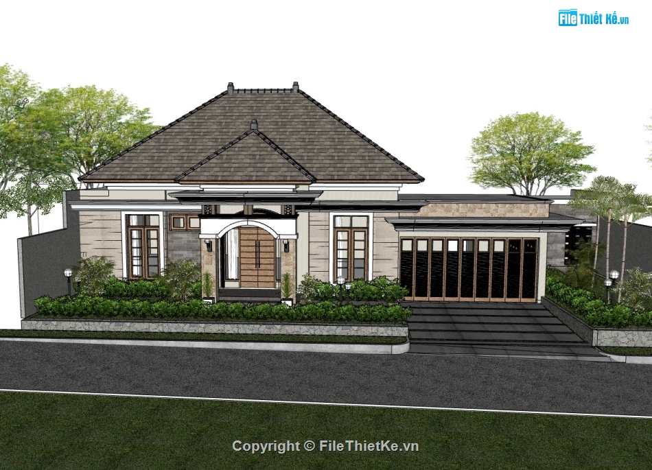 biệt thự 1 tầng,biệt thự sketchup,sketchup biệt thự,sketchup biệt thự 1 tầng,biệt thự đẹp 1 tầng,biệt thự  tầng