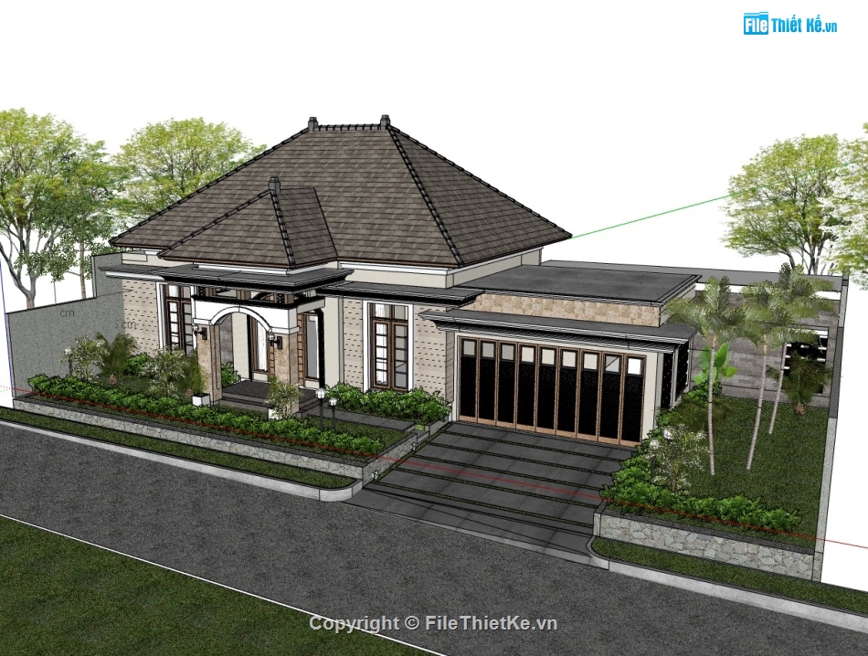 biệt thự 1 tầng,biệt thự sketchup,sketchup biệt thự,sketchup biệt thự 1 tầng,biệt thự đẹp 1 tầng,biệt thự  tầng