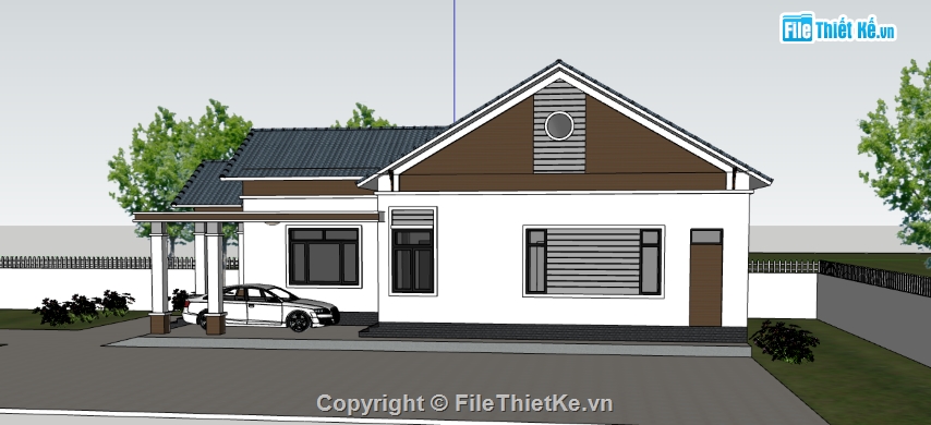 nhà mái thái 1 tầng sketchup,sketchup 1 tầng,sketchup nhà 1 tầng,bản vẽ su nhà 1 tầng,model su nhà 1 tầng,file sketchup nhà 1 tầng