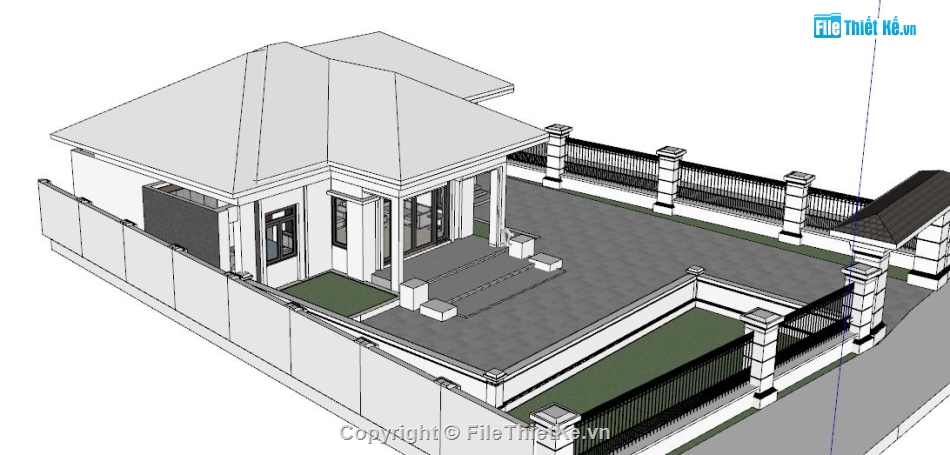 File sketchup Biệt thự  1 tầng,sketchup Biệt thự  1 tầng,sketchup Biệt thự,biệt thự  sketchup,Sketchup nhà 1 tầng,Sketchup mái nhật